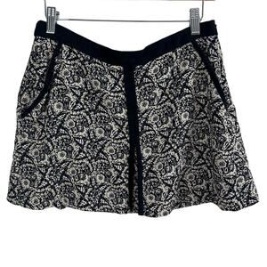 Zara Trafaluc Black Floral Mini Skirt Pockets M Medium